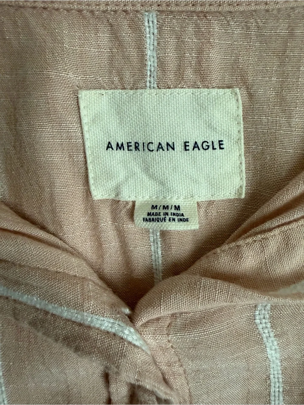 American Eagle Outfitters Stripped Button Front Blouse Women’s M Blush/white - Picture 5 of 6